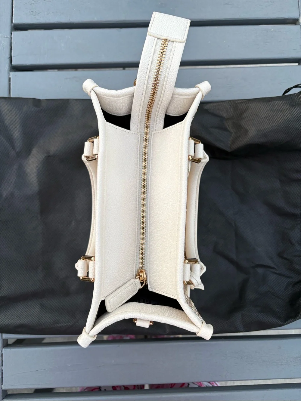 Kurt Geiger Cream and Gold Raffia Satchel